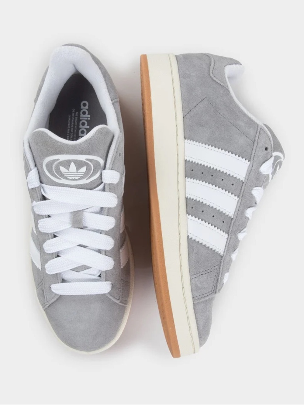 Adidas Campus 00’s Suede Low-Top Sneakers in Grey/White